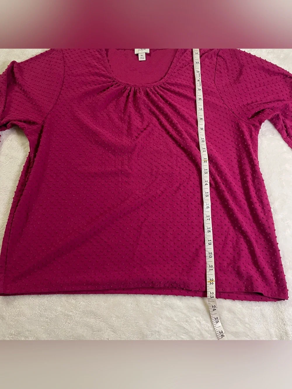 J. Crew Raspberry Bubble Textured 3/4 Sleeve Blouse size XL